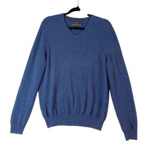Jos A Bank‎ Reserve Cashmere V-Neck Sweater Mens L Blue Long Sleeve Quiet Luxury
